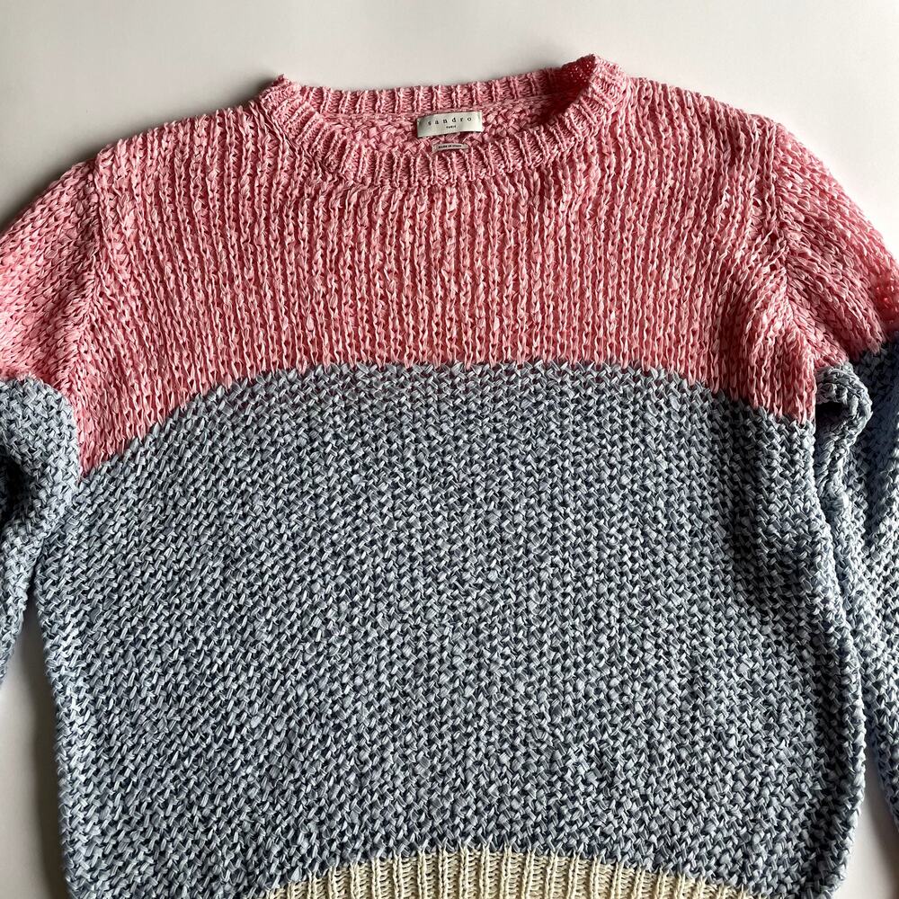 Sandro Paris Obeline Color Block Openwork Sweater… - image 4